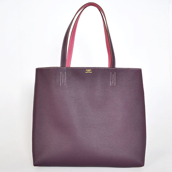 1988 Hermes shopping bag in pelle clemence a Peach / Viola